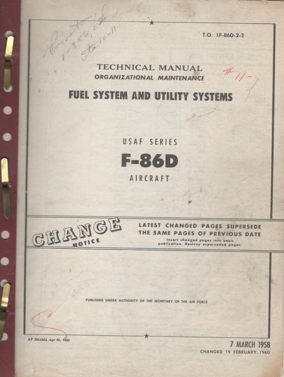 USAF Series F-86D Aircraft: Technical Manual, Organizational Maintenance, Fuel System and Utility Systems