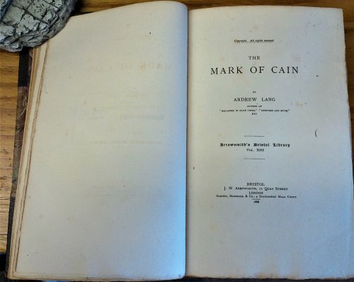 1886, THE MARK OF CAIN. Arrowsmith's Bristol Library, Vol. XIII. NUMBERED COPY, #72. RARE HALF-LEATHER BOUND LITERATURE.