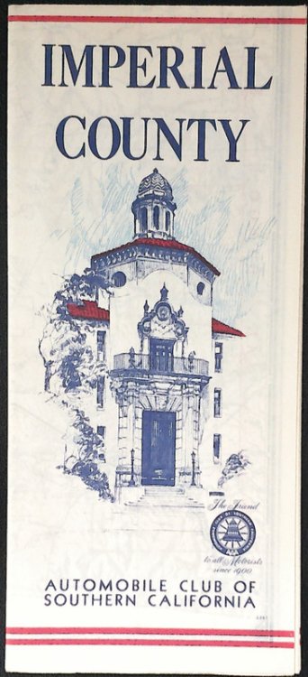 IMPERIAL COUNTY. Undated, Circa 1950s. Collectible Folded Roadmap of the AUTOMOBILE CLUB OF SOUTHERN CALIFORNIA