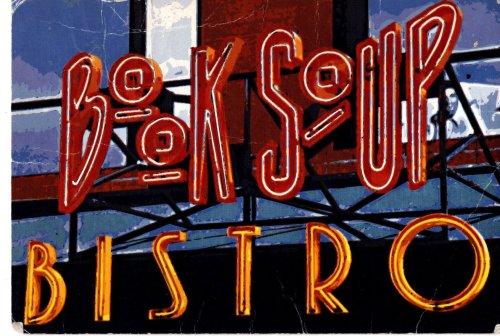ROBERT PARKER SIGNATURE. Inscribed Note of Mystery Author Robert B. Parker on a COLLECTIBLE 'BOOK SOUP BISTRO' COLOR ILLUSTRATED POSTCARD. West Hollywood: undated, circa 1995-2005.