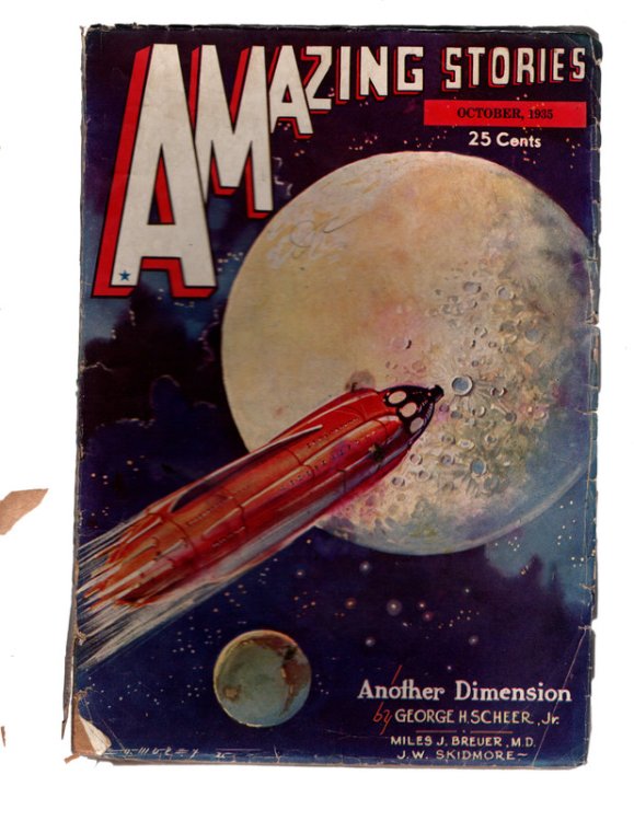 AMAZING STORIES, OCTOBER 1835. Another Dimension by Geoge H. Scheer, Jr. Cover Art by Leo Morey. COLLECTIBLE PULP MAGAZINE.