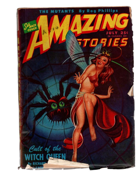 AMAZING STORIES, JULY 1946. Cult of the Witch Queen by Richard S. Shaver. Cover Art by Walter Parke. RARE COLLECTIBLE PULP MAGAZINE.