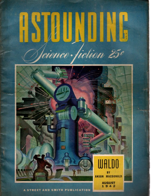 ASTOUNDING SCIENCE FICTION, AUGUST 1942. Waldo by Anson Macdonald. Cover Art by Hubert Rogers. COLLECTIBLE PULP MAGAZINE.