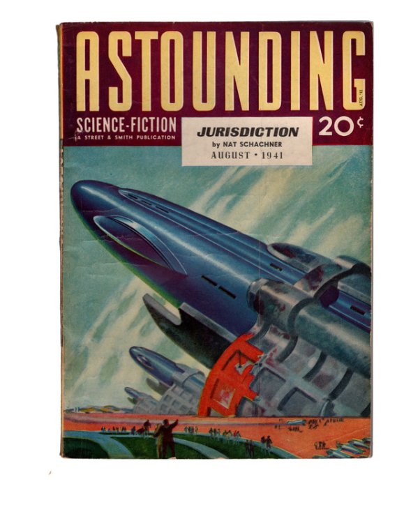 ASTOUNDING SCIENCE FICTION, AUGUST 1941. Jurisdiction by Nat Schachner. Cover Art by Hubert Rogers. RARE PULP MAGAZINE.