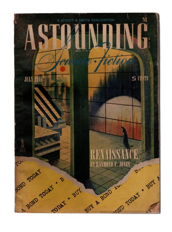 ASTOUNDING SCIENCE FICTION, JULY 1944. Renaissance by Raymond F. Jones. Cover Art by Fred Hauke. COLLECTIBLE PULP MAGAZINE.