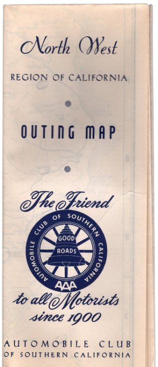 AAA AUTOMOBILE CLUB OF SOUTHERN CALIFORNIA: NORTH WEST REGION OF CALIFORNIA OUTING MAP NO. C-22356 UNDATED c.1950s
