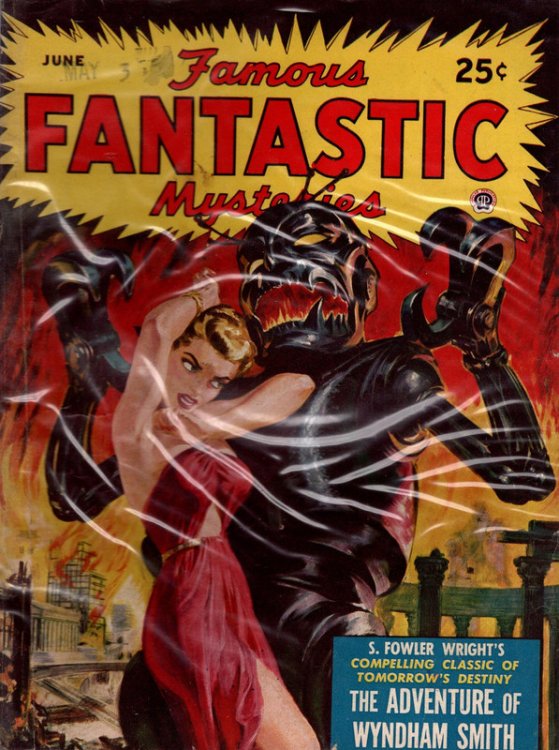 Famous Fantastic Mysteries June 1950. The Outsider by H.P. Lovecraft. The Adventure of Wyndham Smith by S. Fowler Wright. Collectible Pulp Magazine.