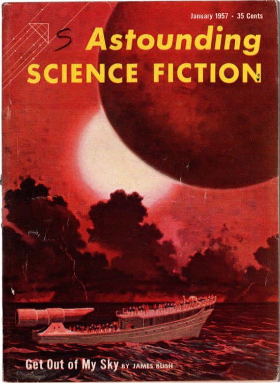 Astounding Science Fiction, January, 1957. Get Out Of My Sky by James Blish & Security Risk by Poul Anderson. Collectible Pulp Magazine.