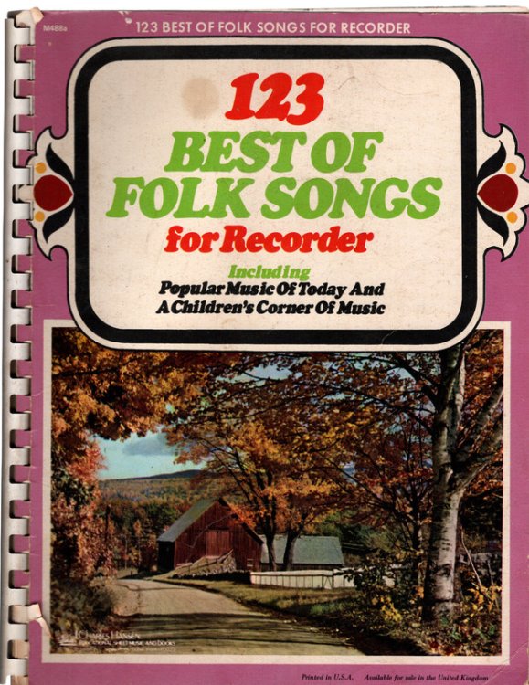 123 Best of Folk Songs for Recorder. Charles Hanson Music & Books, Inc., 1972.