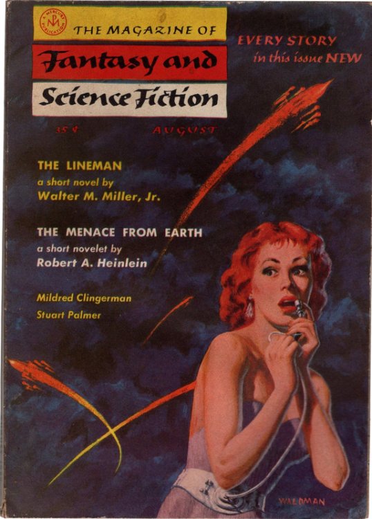 The Magazine of Fantasy and Science Fiction, August, 1957.The Menace From Earth by Robert A. Heinlein. Collectible Pulp Magazine.