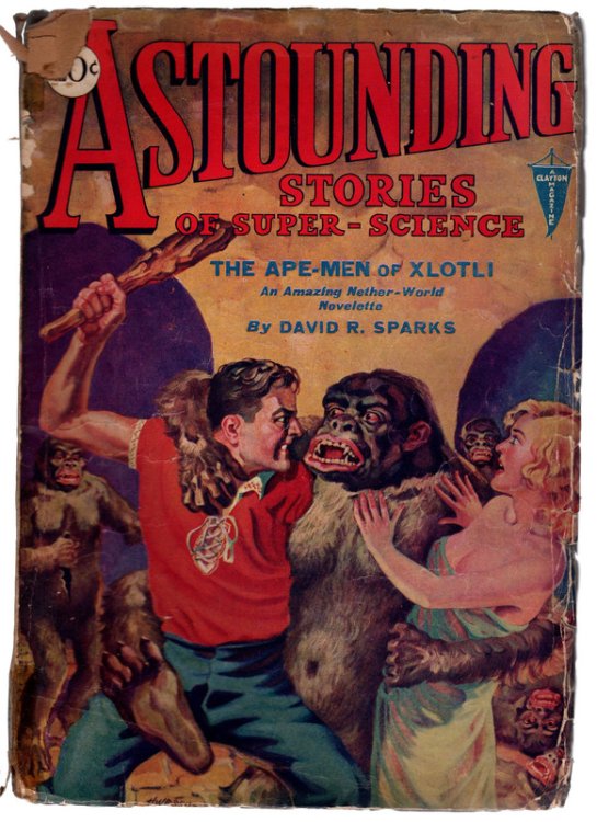 Astounding Stories of Super-Science, December, 1930. The Ape-Men of Xlotli by David R. Sparks. Collectible Pulp Magazine.