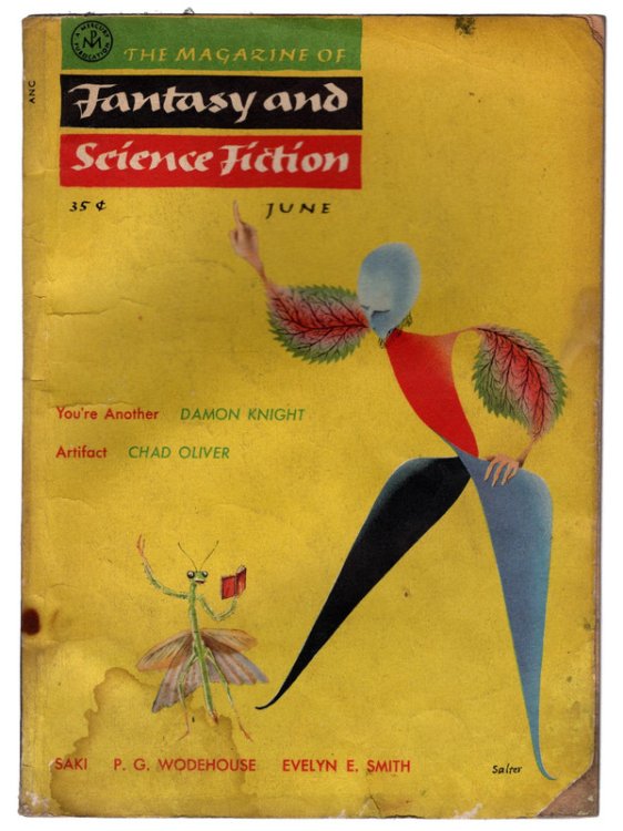 The Magazine of Fantasy and Science Fiction, June 1955. Your Another by Damon Knight & Artifact by Chad Oliver. Collectible Pulp Magazine.