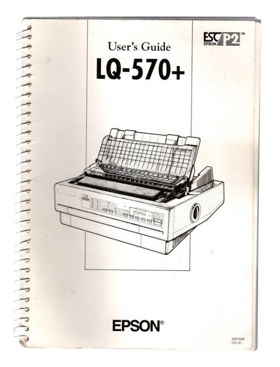EPSON USER'S GUIDE LQ-570+ 24-PIN DOT MATRIX PRINTER (BOOKLET NUMBER 4001648 C01-01). VINTAGE SPIRAL-BOUND PRINTER INSTRUCTIONAL MANUAL. Nagano: Seiko Epson Corporation, July 1993.