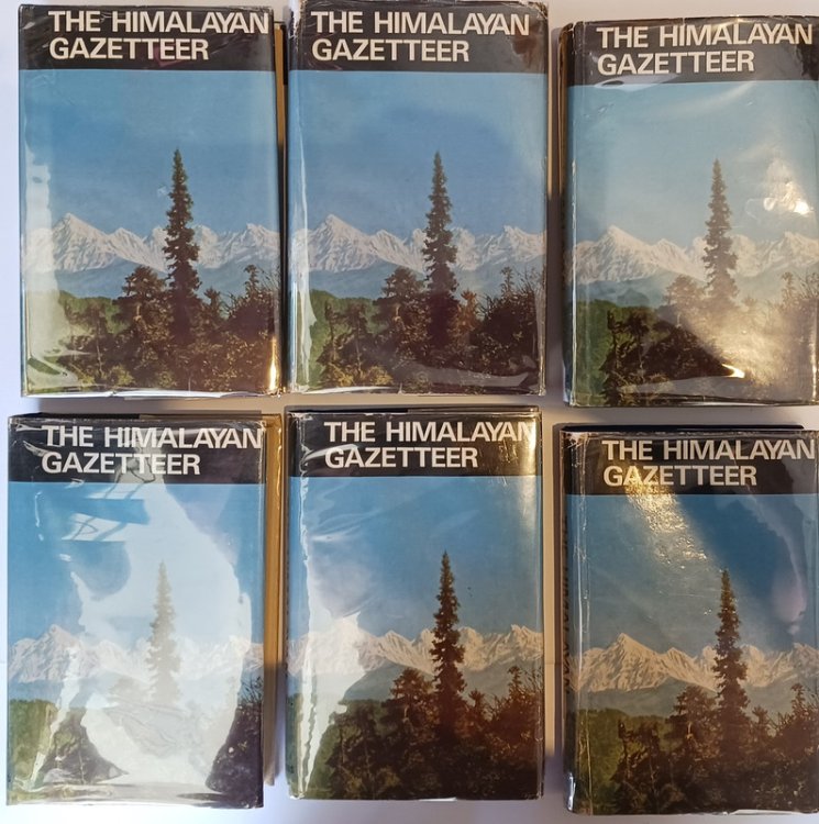 THE HIMALAYAN GAZETTEER by Edwin T. Atkinson. Complete Hardcover Set, Six Books with Original Jackets. Delhi: Cosmo Publications, Reprinted 1973.