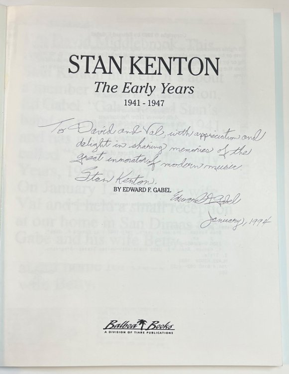 Stan Kenton, The Early Years 1941-1947. *Signed by author*