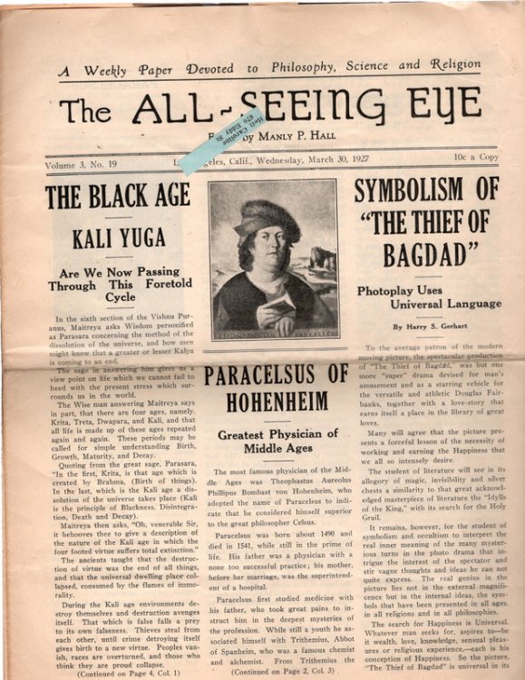 The All Seeing Eye, Wednesday, March 30, 1927. Volume 3 No. 19