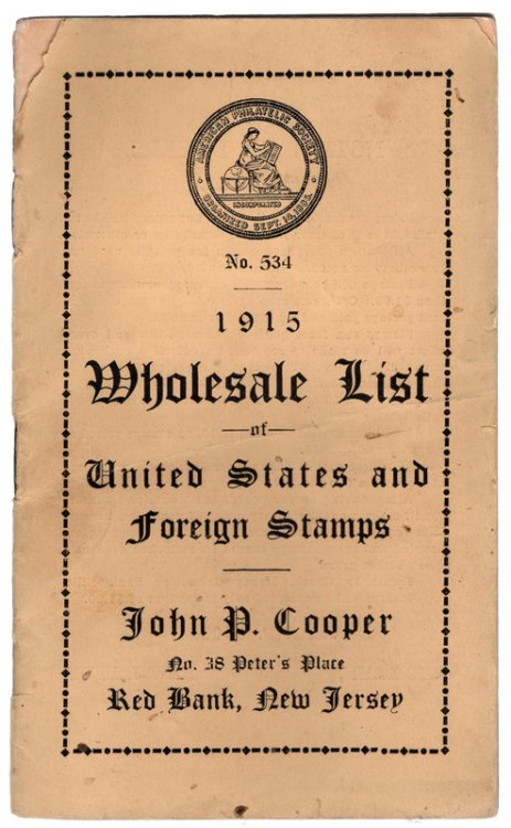 1915 Wholesale List of United States and Foreign Stamps