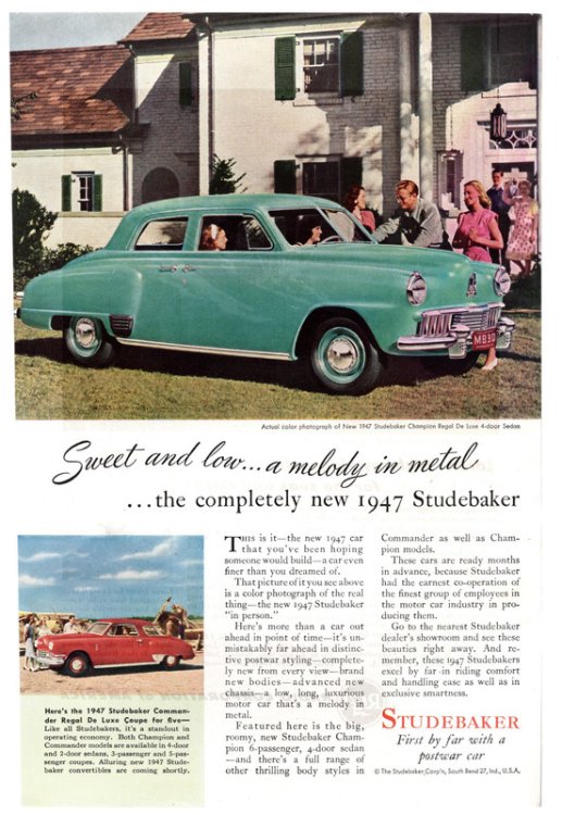 1947 Studebaker Advertisements (Set of 3)