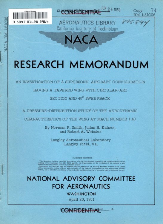 Naca Research Memorandum April 20th and April 26th 1951