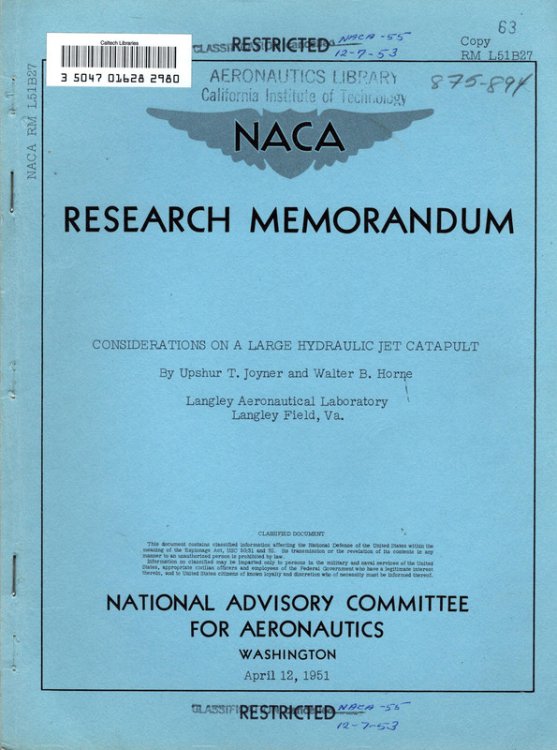 Naca Research Memorandum April 12th and April 12th 1951