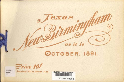 Texas New Birmingham as it is October, 1891