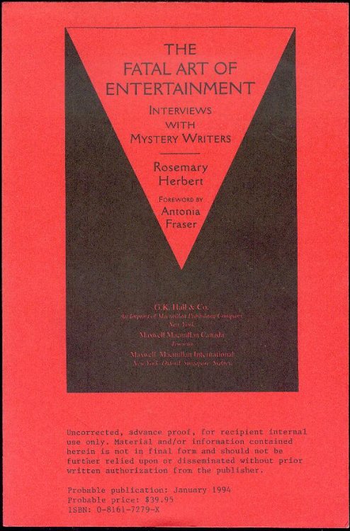 The Fatal Art of Entertainment: Interviews with Mystery Writers