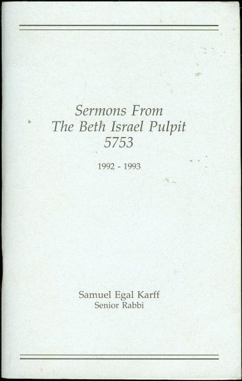 Sermons From The Beth Israel Pulpit 5753 (1992-1993)