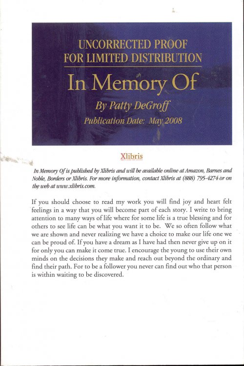 Image for In Memory of In Memory of