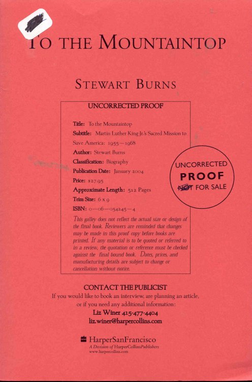 To the Mountaintop: Martin Luther King Jr.'s Sacred Mission to Save America 1955-1968