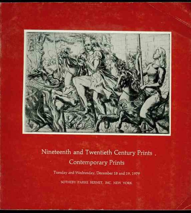 Nineteenth and Twentieth Century Prints Contemporary Prints (December 18 and 19, 1979)