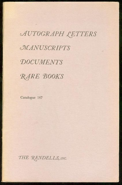 Autograph Letters, Manuscripts, Documents (Catalogue 147)