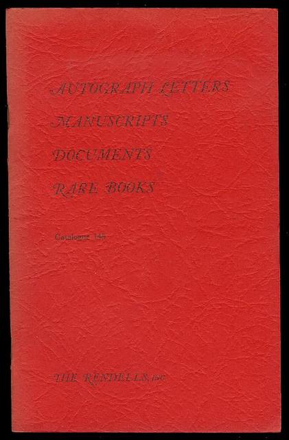 Autograph Letters, Manuscripts, Documents (Catalogue 145)