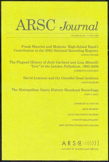 ARSC Journal (Volume 40, No. 2, Fall 2009)