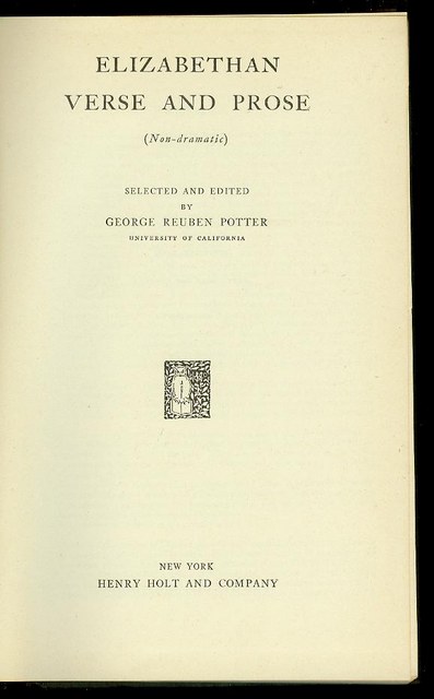 Elizabethan Verse and Prose (Non-dramatic)