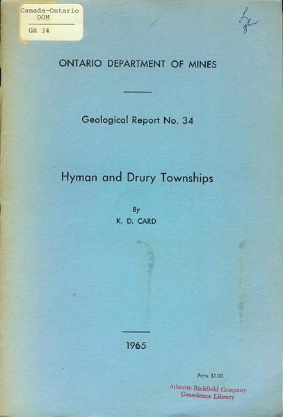 Geology of Hyman and Drury Townships: District of Sudbury