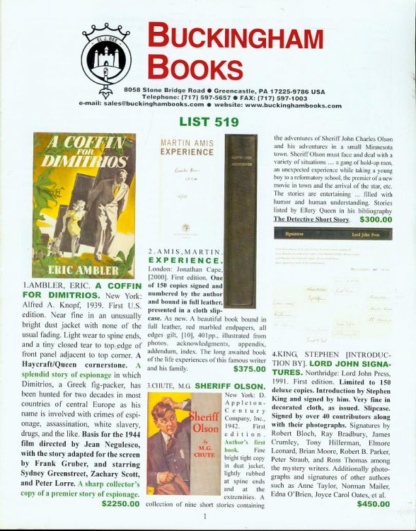 Buckingham Books (List 519)