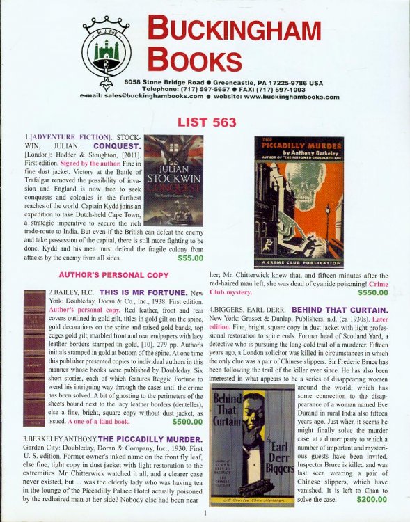 Buckingham Books (List 563)