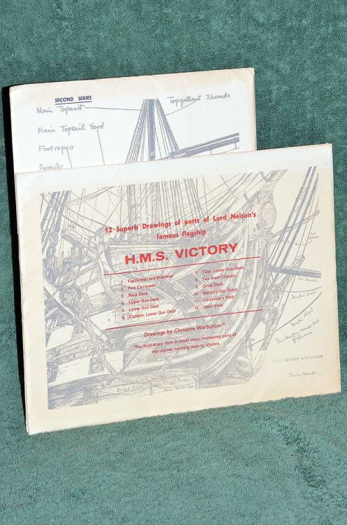 12 Superb Drawings of Parts of the Exterior of Lord Nelsons Famous Flagship H.M.S. Victory plus Second Series of 12 more Drawings