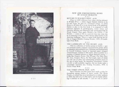 ( NOT in MAYS / HERRON # 88 ) ARKHAM HOUSE Ephemera / Pamphlet / Brochure / Leaflet: New and Forthcoming Books By August Derleth ( Books / Catalog / Catalogue )