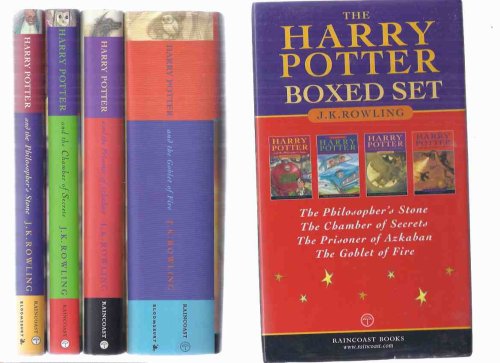 FOUR Volumes in a SLIPCASE / Box: Harry Potter and the Philosopher's Stone ( AKA: Sorcerer's Stone ) ---with Chamber of Secrets ---with Prisoner of Azkaban ---with Goblet of Fire --book 1, 2, 3, 4 ( Slipcased / Boxed 4 vol. Set )