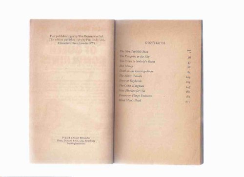 Department of Queer Complaints ( New Invisible Man; Footprint Sky; Crime in Nobody's Room; Hot Money; Death in Dressing Room; Silver Curtain; Error at Daybreak; Other Hangman; New Murders for Old; Blind Man's Hood; Persons or Things Unknown )( Dept.)