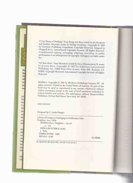 MAMista -by Len Deighton --a Signed Copy