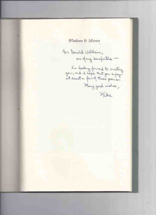 Windows and Mirrors: A Chapbook of Poetry From Deep South Con XV ( Signed By Michael Bishop to Donald Wollheim )