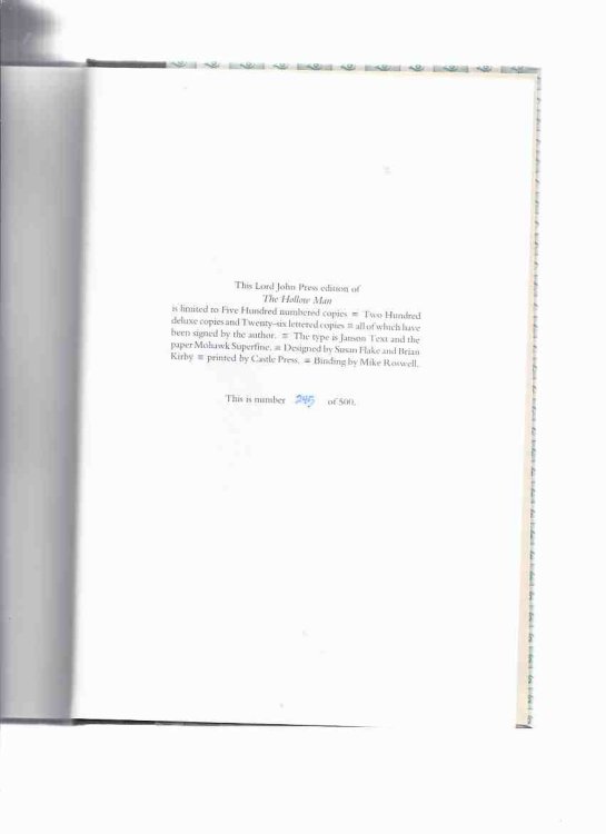 The Hollow Man ---by Dan Simmons -a Signed Copy ( Lord John Press )