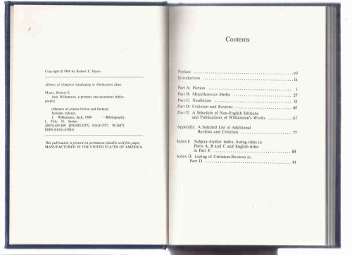 Jack Williamson - a Primary and Secondary Bibliography - Masters of Science Fiction and Fantasy series
