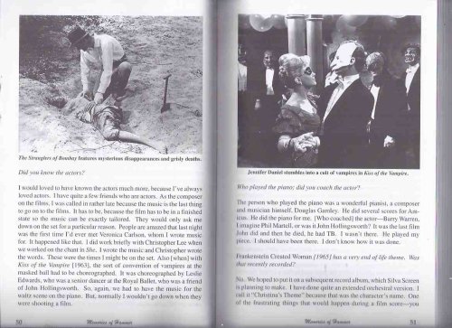 Memories of Hammer ( Horror Films )( FANEX Related )(interviews)(includes: James Bernard; Veronica Carlson; Virginia Wetherell; Joyce Broughton on Peter Cushing; Freddie Francis; Val Guest; Christopher Lee; Jimmy Sangster; Barbara Shelley; Ingrid Pitt )