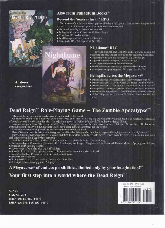 Palladium Books Presents: Dead Reign, the Zombie Apocalypse - Zombie Role-Playing Game ( Fantasy RPG )