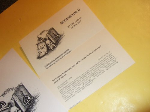 Original Art / Artwork for ADDENDUM ii to the Stock List 1989 - 90 -by Tony Patrick -signed ( Arkham House / Pulp related)
