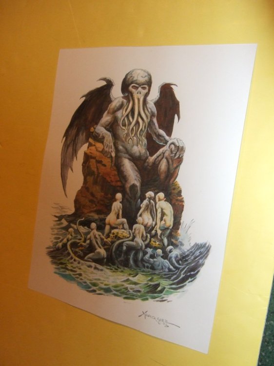 Original Art / Artwork of Cthulhu Rising from the Sea on Paper By Don Marquez ( H P Lovecraft related)