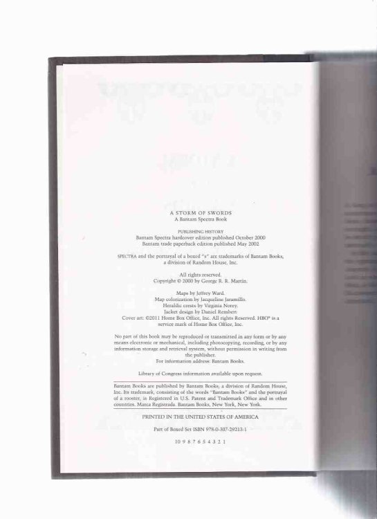 A Song of Ice and Fire: Book 3: A Storm of Swords -by George R R Martin ( Volume Three / Iii / Game of Thrones series )